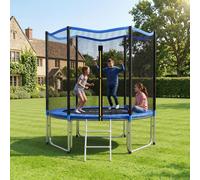 DecHome Tappeto Elastico da Giardino con Scala in Acciaio e PP ø244x240 cm Blu
