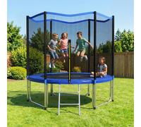 DecHome Tappeto Elastico da Giardino con Scala in Acciaio e PP ø305x248 cm Blu