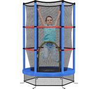 DecHome Tappeto Elastico per Bambini 3-6 Anni con Rete di Protezione 6 Colonne e 3 Ingressi ø140x190 cm colore Blu/Nero - R5111BU