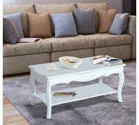 DecHome Tavolino Salotto Shabby Chic Rettangolare in Legno 94x44x42 cm Bianco
