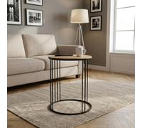 Tavolino Salotto Tondo Metallo e Legno 56x56x66,5 Marrone/Nero Aspen DecHome