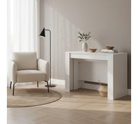 DecHome Tavolo Consolle Allungabile 3 metri Ingresso Design Moderno con Allunghe Interne Dimensioni 50-300x90x76 cm colore Bianco Effetto Lucido