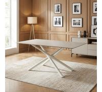 DecHome Tavolo Contemporaneo 160X90X76 cm Beige Opaco/ Bianco