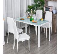 DecHome Set da Pranzo 4 Sedie Imbottite e 1 Tavolo 4 Persone Bianco - 835D55GT