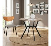 DecHome - Tavolo da Pranzo Cucina Rotondo Stile Moderno in Legno/Acciaio Dimensioni 90x76 cm Nero/Marrone