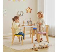 DecHome - Tavolo e Sedie per Bambini 3-8 Anni con Bordi Arrotondati in Legno Multicolore