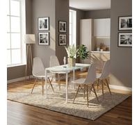 DecHome Tavolo Moderno Rettangolare Metallo e Piano in Vetro Bianco 479WT835