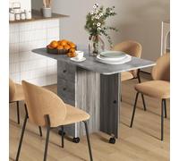 DecHome Tavolo Pieghevole 2 Cassetti e Armadietto 6 Rotelle 120x60x76.5cm Grigio
