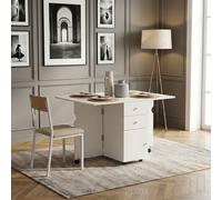 DecHome Tavolo Pieghevole da Pranzo Cucina 120x80x75 cm Bianco