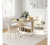 DecHome Tavolo Pieghevole da Pranzo Cucina 130x80x74 cm Bianco/Legno