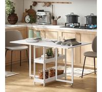 DecHome Tavolo Pieghevole da Pranzo Cucina Stile Moderno 133.4x80x75 cm Bianco