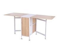 DecHome - Tavolo Pieghevole Multiuso con 4 Scompartimenti Rovere e Bianco 169x62x75 cm