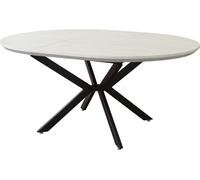 DecHome Tavolo Rotondo Allungabile Gar Effetto Legno Struttura Nera 120/160 X 120 cm colore Bianco - MO807218