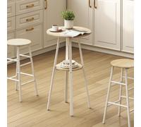 DecHome Tavolo Rotondo da Bar da Pranzo Stile Scandinavo 55x95 cm Legno/Bianco