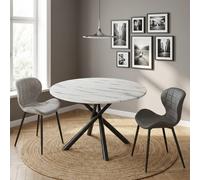 DecHome Tavolo Rotondo da Pranzo 120x120x75 cm eff. Marmo Opaco Umbriel