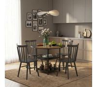 DecHome Tavolo Rotondo da Pranzo Cucina Acciaio 100x76 cm Legno/Nero