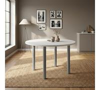DecHome Tavolo Rotondo da Pranzo Cucina Acciaio 120x120x76 cm Bianco - Manila