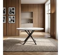 DecHome Tavolo Rotondo da Pranzo Cucina Metallo 120x120x76.5 cm Nero - Logan