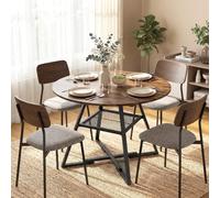 DecHome Tavolo Rotondo da Pranzo Cucina Stile Industriale 100x100x76 cm Marrone