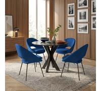 DecHome Tavolo Rotondo da Pranzo Cucina Stile Moderno in Metallo Dimensioni 100x75 cm colore Nero