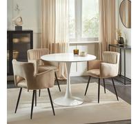 DecHome Tavolo Rotondo Mdf Piede Metallo 90X73 cm Bianco Opaco