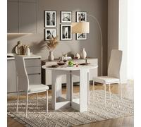 DecHome Tavolo Rotondo Pieghevole da Pranzo Cucina 104x76x73.7 cm Bianco