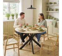 DecHome Tavolo Rotondo Pieghevole da Pranzo Stile Industriale 110x110x76cm Legno