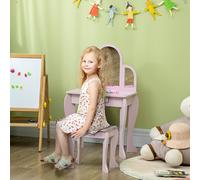 DecHome Tavolo Trucco Bambine Sgabello Cassetti Specchio Acrilico Rosa