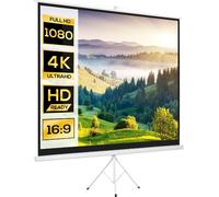 DecHome Telo Proiettore da 120 Formato 4:3 in Tessuto a Rete Plastica e Metallo con Treppiedi 244x183 cm Bianco