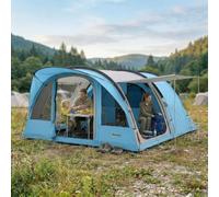 DecHome - Tenda Campeggio 2 Posti 4 Posti a Tunnel con 2 Stanze Impermeabile 565x370x200 cm Azzurro