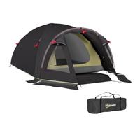 DecHome - Tenda Campeggio 2 Posti 4 Posti a Tunnel con Finestre Laterali e Gancio in Poliestere 190T e PE 3.3x1.9x1.2 m Nero
