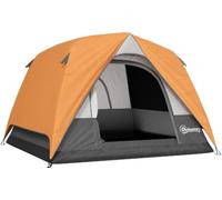 DecHome - Tenda Campeggio 3 Posti Impermeabile con Tasca Gancio per Lanterna e Borsa 2x2x1.35m Arancione