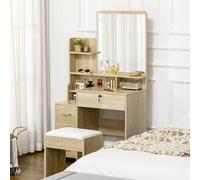DecHome Toeletta Trucco con Specchio Moderna con Sgabello 80x38x143 cm Legno