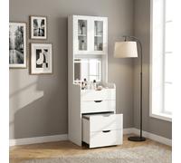 DecHome Toeletta trucco con Specchio Moderna Postazione trucco con Sgabello estraibile e Luci LED Dimensioni 50x40x160 cm colore Bianco