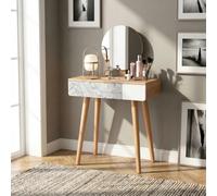 DecHome Toeletta trucco con Specchio Nordica 70x39x119-128 cm Legno/Bianco