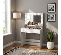 DecHome Toeletta trucco Specchio Postazione trucco Luci LED 80x40x135 cm Bianco