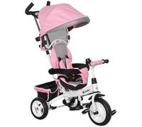 DecHome Triciclo per Bambini con Maniglione 6 in 1 Tettuccio Regolabile e Cintura di Sicurezza Età 1-5 Anni colore Rosa - F994PK