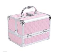 DecHome - Valigetta Porta Trucchi con Profili in Alluminio Maniglia e Vassoio Cantilever 20x15x15 cm, Rosa