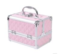 DecHome Valigetta Porta Trucchi con Profili in Alluminio Maniglia e Vassoio Cantilever 20x15x15cm colore Rosa - DH50104