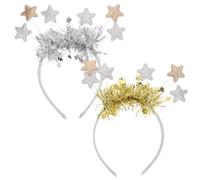 DECHOUS 2 Pezzi Cerchietto Stella Buon Anno per Festa di Capodanno | Materiale Resistente, Stile Unico e Moda, Uso Versatile per Donne e Ragazze, Resistente alla Deformazione