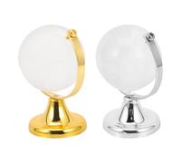 DECHOUS 2 Pezzi Globo Decorativo in Vetro e Plastica PP, Base Stabile | Sfera da Esposizione per Ufficio e Libreria, Scena Ordinata, Idea Regalo Piccola, Argento e Oro
