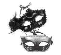 DECHOUS 2 Pezzi Maschera a Metà Volto per Donna, Design Unico in Plastica | Set da Coppia, Adatta a Halloween e Feste, Varietà di Modelli, Vestibilità Comoda, Accessorio per Carnevale