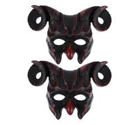 DECHOUS 2 Pezzi Maschera di Halloween con Corna di Ariete e Teschio di Capra, Mezza Faccia, Design Realistico in Resina, Regolabile e Comoda per Feste in Maschera e Cosplay Adulti