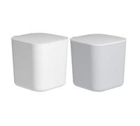 DECHOUS 2 pezzi Mini Pattumiera da Scrivania con Coperchio Bidone per Rifiuti Domestici e Litter Holder Design Compatto e Multifunzionale per Ufficio Cucina e Bagno Colori Bianco e Grigio