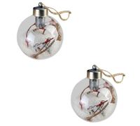 DECHOUS 2 Pezzi Palla di Polvere di Neve vegetale Verde luci LED Luce LED Decorazione Natale Decorazione per stanze Ornamento di Natale Addobbi per L'Albero di Natale Corda di