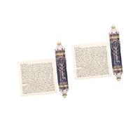 DECHOUS 2 Pz Pergamena dello stipite Religioso Decorazione casa ebraismo Bandiera Copertura della Porta Rossa Decorazioni Scrittura retrò mezuzah Arredamento ebraico mezuzah Metallo