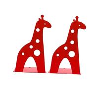 DECHOUS 2pezzi Fermalibri in Metallo Design Forma Giraffa Antiscivolo e Organizer Per Libri Documenti e Riviste Per e Scaffali Rosso