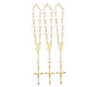 DECHOUS 3 Pezzi bracciale rosario santo collana massa perlina Perline ciondolo crocifisso forcone braccialetti slap bangle braccialetto con ciondolo a croce catena da polso incrociata lega