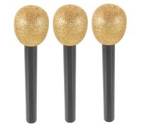 DECHOUS 3 Pezzi Microfono Di Simulazione Microfono Di Sostegno Simulare Mike Realistico Microfono Finto Per Karaok Braccio Del Microfono Ragazza Su Luccicante Rosa Golden Schiuma