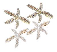 DECHOUS 4 pezzi Fermagli per Capelli Stella Marina con Perle e Strass Clip Metalliche Dorate Antiscivolo Accessori Raffinati per Acconciature Donna e Ragazze Eleganti Spilloni per Capelli
